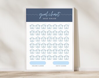 Real Estate Goal Chart, Real Estate Goal Tracker, Real Estate Editable Goals, Real Estate Goal Chart Print, Canva Template, Sales Goals