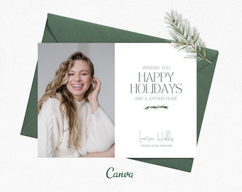 Happy Holidays Realtor Postcard, Real Estate Holiday Card, Holiday Mailer, Holiday Postcard, Canva Template, December Marketing