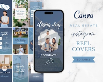 Instagram Reel Covers for Real Estate Agents, Real Estate Instagram Reels, Realtor Reel Covers, Real Estate Marketing, Reel Templates, Canva