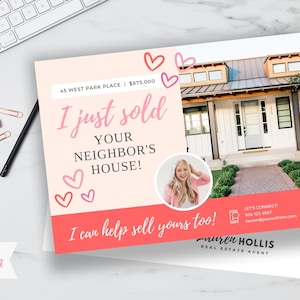 Gerade verkaufte Postkarte, Valentinspostkarte, Immobilienpostkarte, gerade verkaufter Flyer, Immobilienmarketing, Canva-Vorlage, bearbeitbare Postkarte