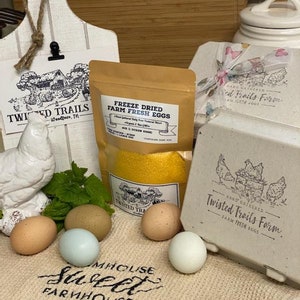 Organic Freeze Dried Farm Eggs | Food Storage, Camping, Hunting | 4oz. Nt. Wt. (1 dozen) Or 1 Pound (4 dozen)