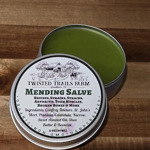Organic Mending Salve | Herbal Apothecary with Comfrey, Plantain, Calendula, Yarrow & St. John's Wort
