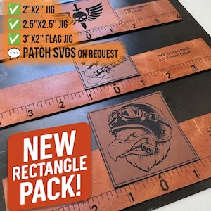 Rectangle Hat Patch Jig SVG Pack – 2&quot;x2&quot;, 2.5&quot;x2.5&quot;, and 3&quot;x2&quot; Flag Patch Templates – Centering Jigs for Leather & Leatherette Laser Cutting