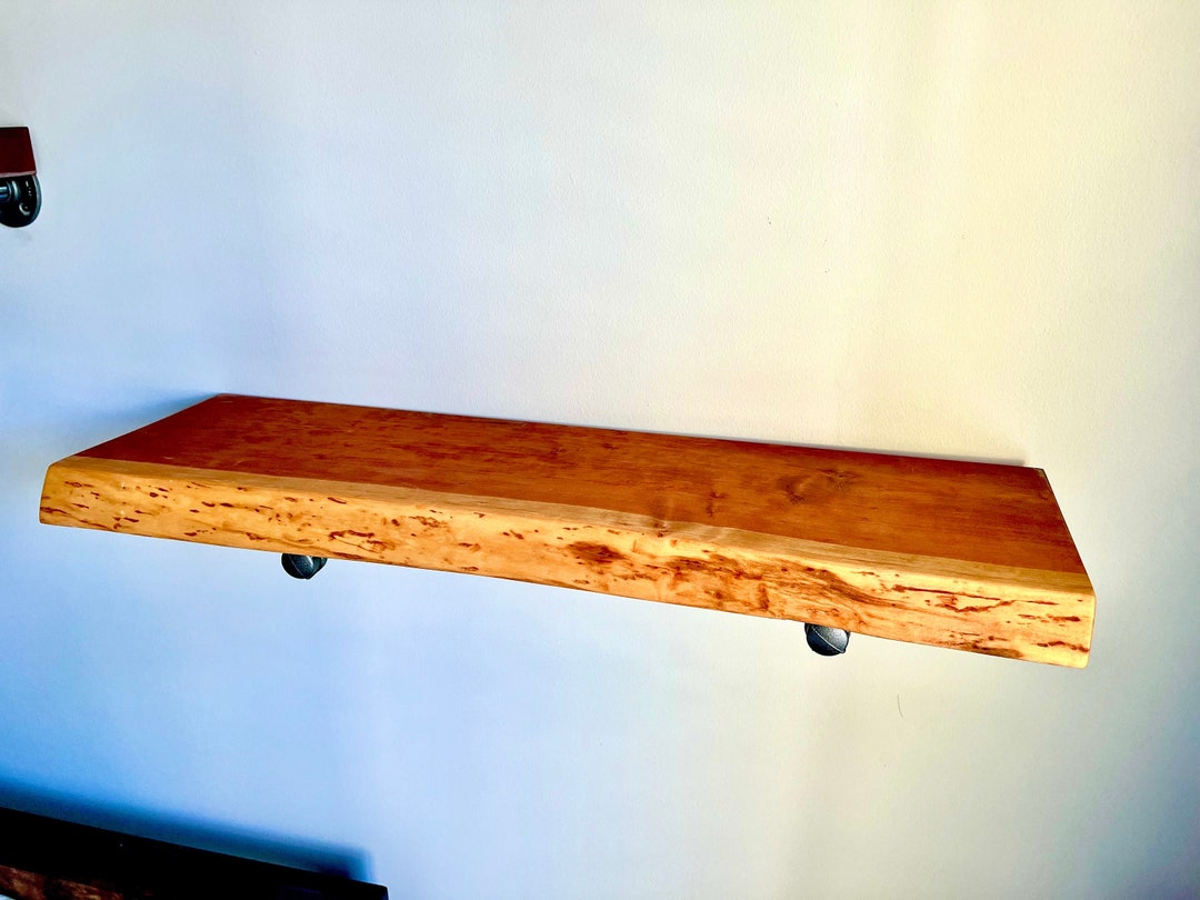 Rustic Live Edge Wood Shelf Cherry Wood Fully Customizable Wood Shelf