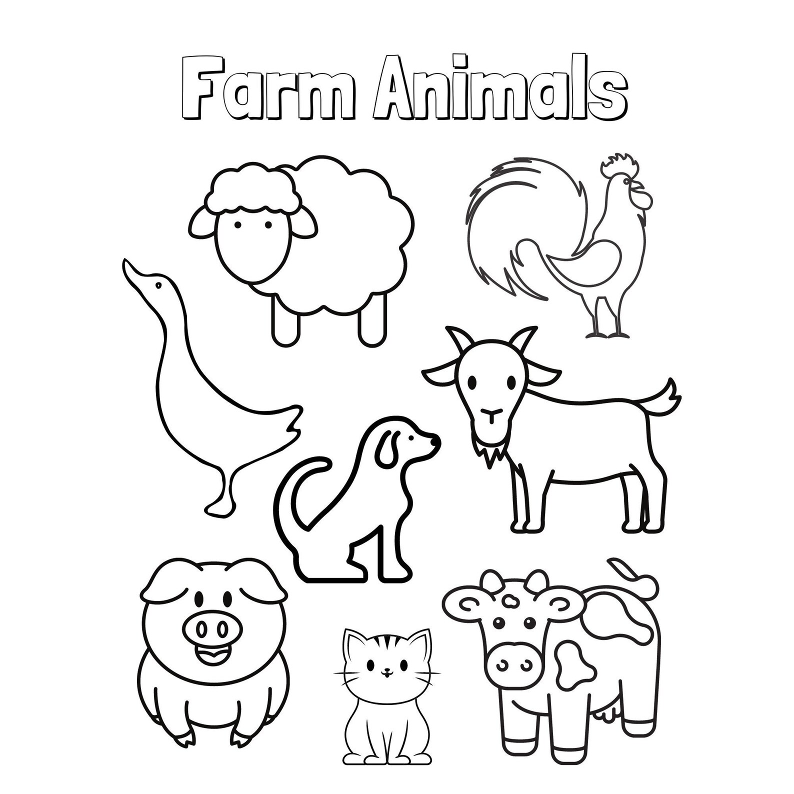 Farm Animal Coloring Sheet Farm Animal Pdf Printable Farm Animal