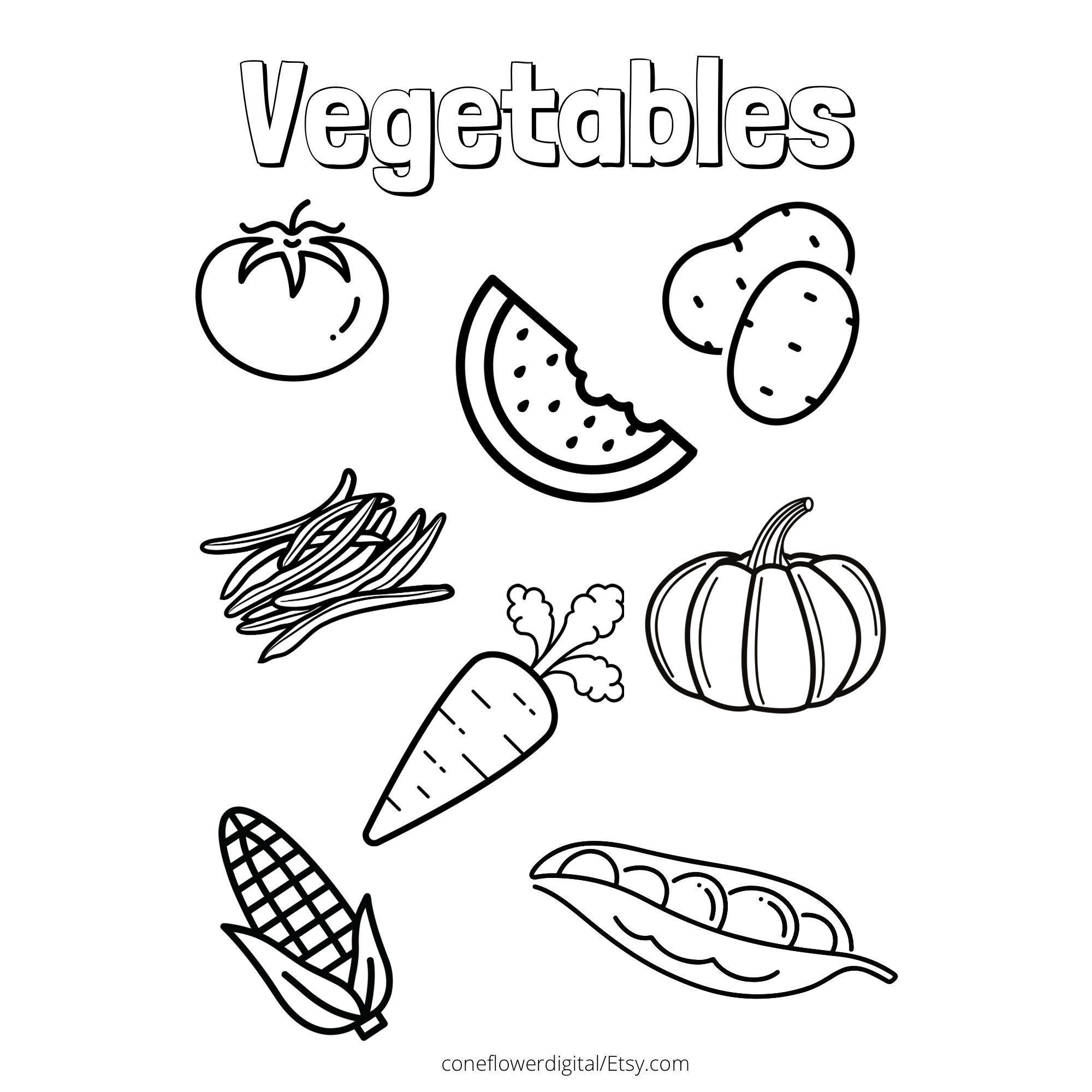 Vegetable Coloring Sheet Vegetable Pdf Printable Vegetable Coloring ...