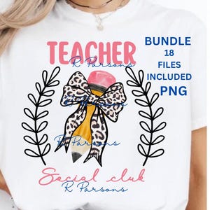 Grade level PNG SoCial club bundle  pencil bow pre-k, kindergarten first , second grade, third Grade, fourth, fifth teacher freshmen, senior