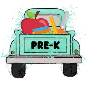 Pre-K back to school truck PNG