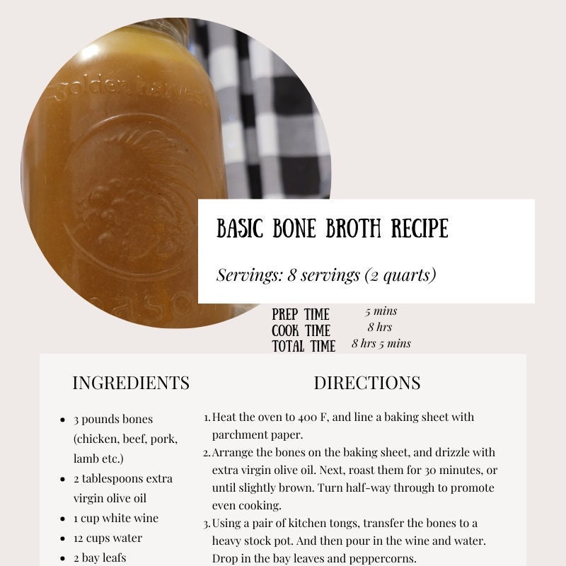 Basic Bone Broth Recipe pregnancy, Labor, & Postpartum Support Etsy