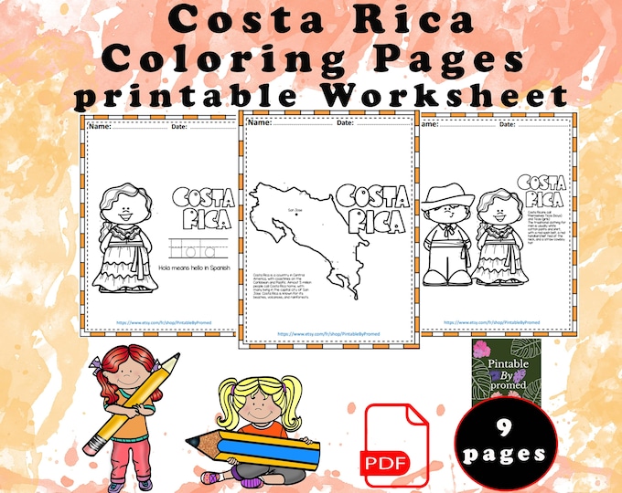 Costa Rica Coloring Pages – Read, Color, and Learn - Etsy