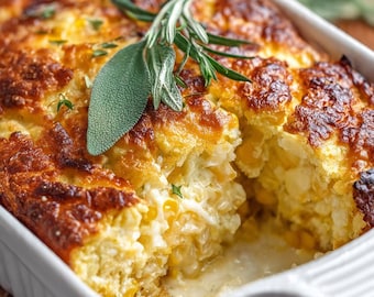 ULTIMATE Steakhouse Corn Pudding Recipe – Creamy Sweet Corn Casserole | Classic Comfort Side Dish | Easy Homemade | Instant PDF