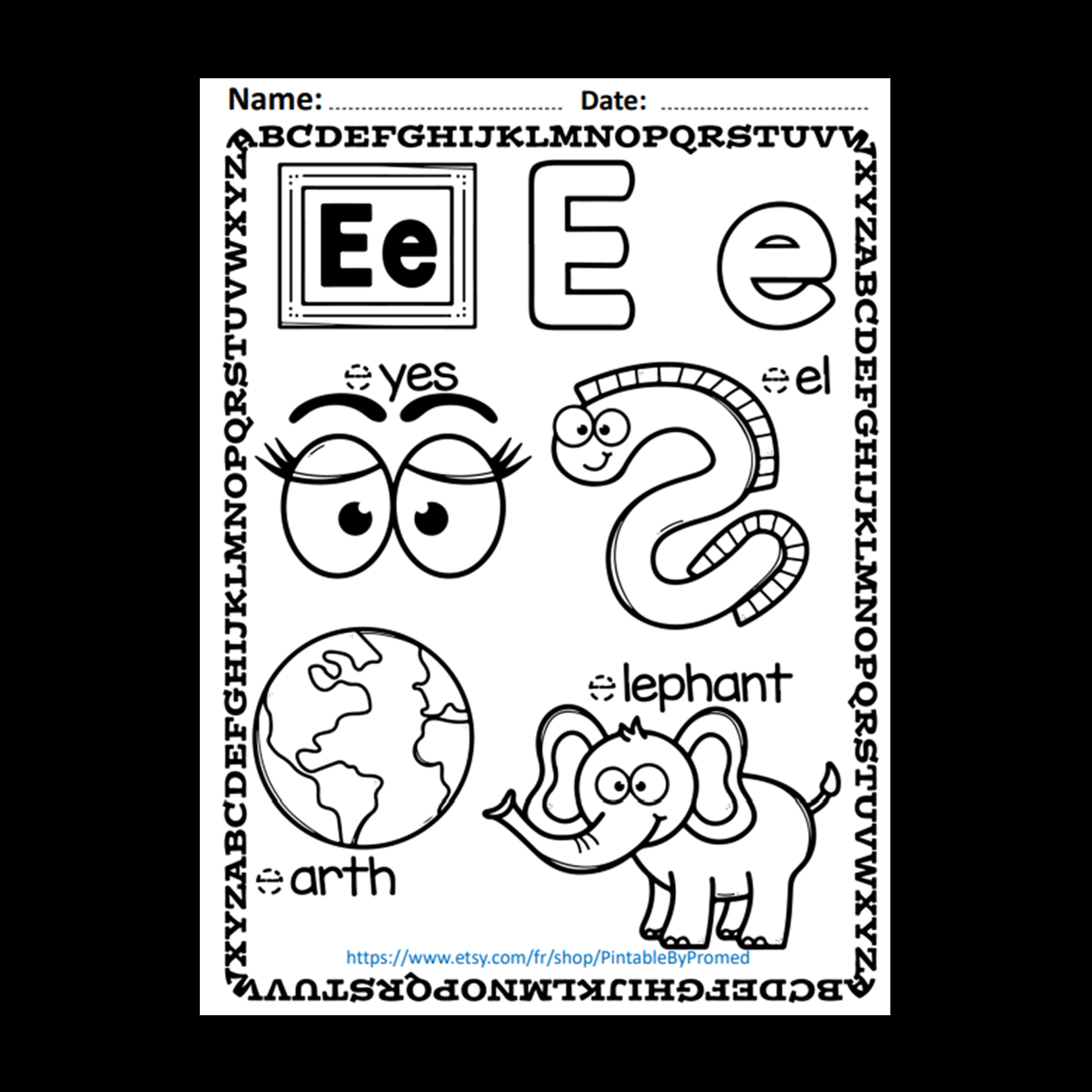 Upper & Lowercase Alphabet Printable Worksheets for Preschool Etsy