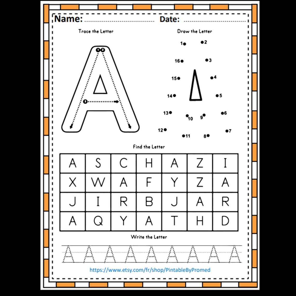 Alphabet Worksheets Printable Tracing Coloring Homeschool Teacher Kids ...