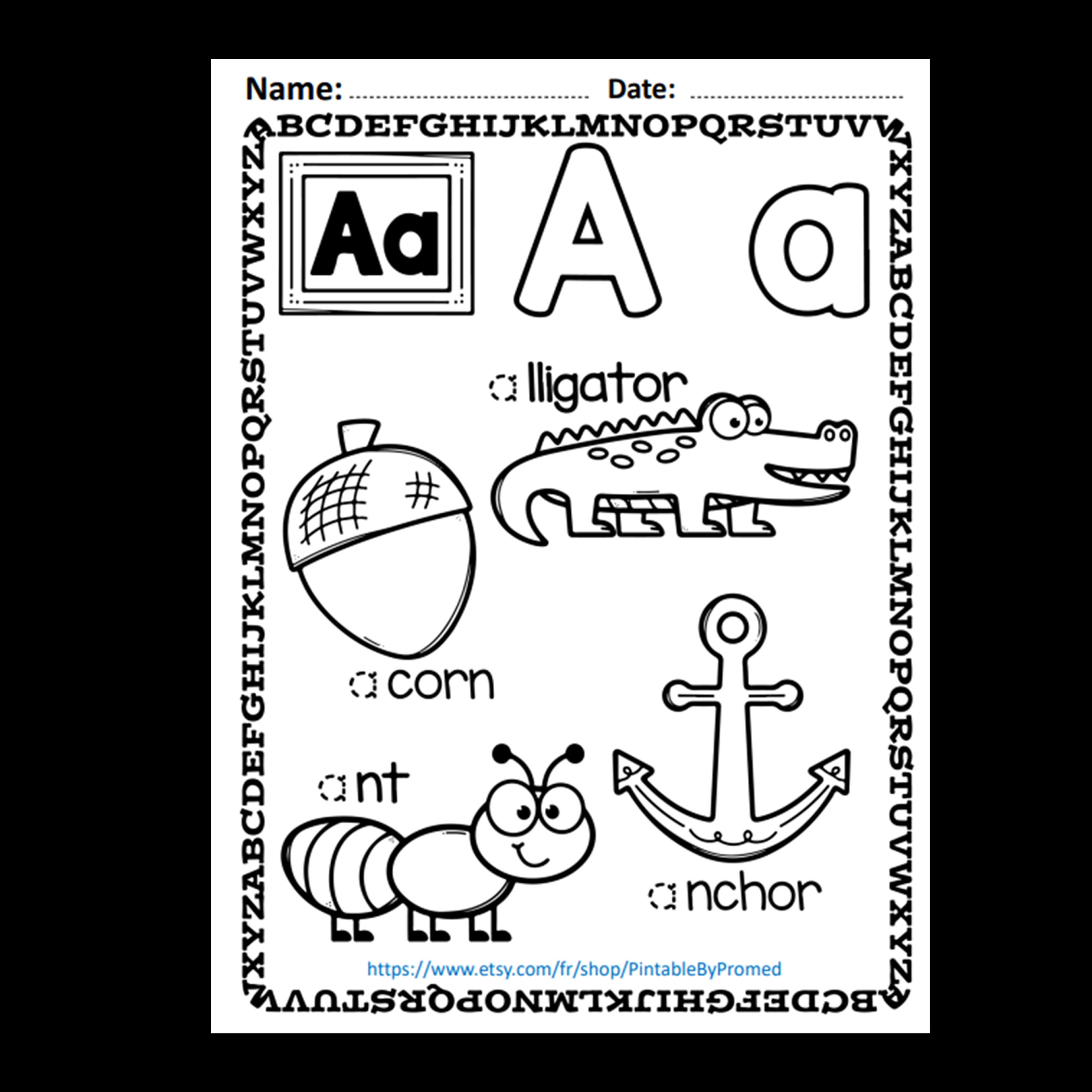 Upper & Lowercase Alphabet Printable Worksheets for Preschool Etsy