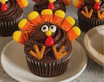 Thanksgiving Turkey Cupcakes Recipe |Fun Holiday Mini Dessert for Thanksgiving Day |(PDF Download)