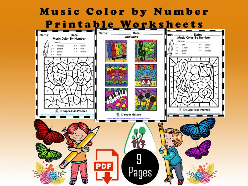 music-color-by-number-printable-worksheetswinter-color-by-etsy