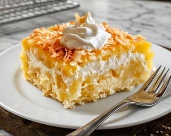 Pineapple Coconut Cake Recipe  | Easy Tropical Dessert | Moist Pineapple Cake | Beginner Friendly Baking | Instant Download Digital Recipe