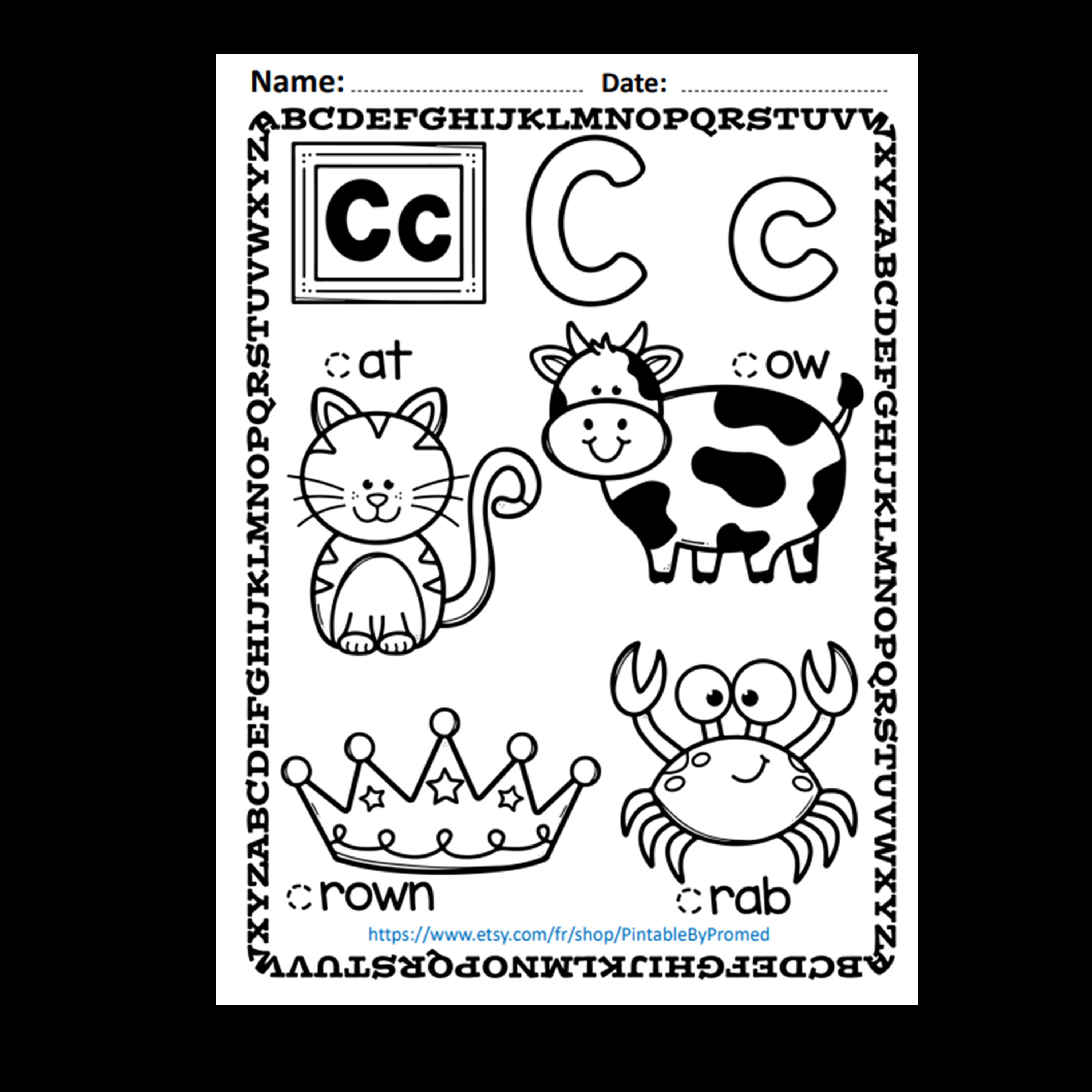 Upper & Lowercase Alphabet Printable Worksheets for Preschool Etsy