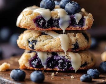 ULTIMATE Blueberry Stuffed Cookies Recipe | Soft Blueberry Filled Cookies | Easy Bakery Style Dessert | Instant PDF
