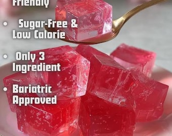Receta de gelatina rosa para bajar de peso / Snack de gelatina sin azúcar de 3 ingredientes / Keto bajo en calorías / Postre apto para cirugía bariátrica / Descarga instantánea