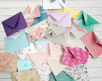 Tiny Mini Envelopes, Assorted Colors Patterns, Lunch Box Notes, Thinking of You, Doll Mail, Card Embellishments