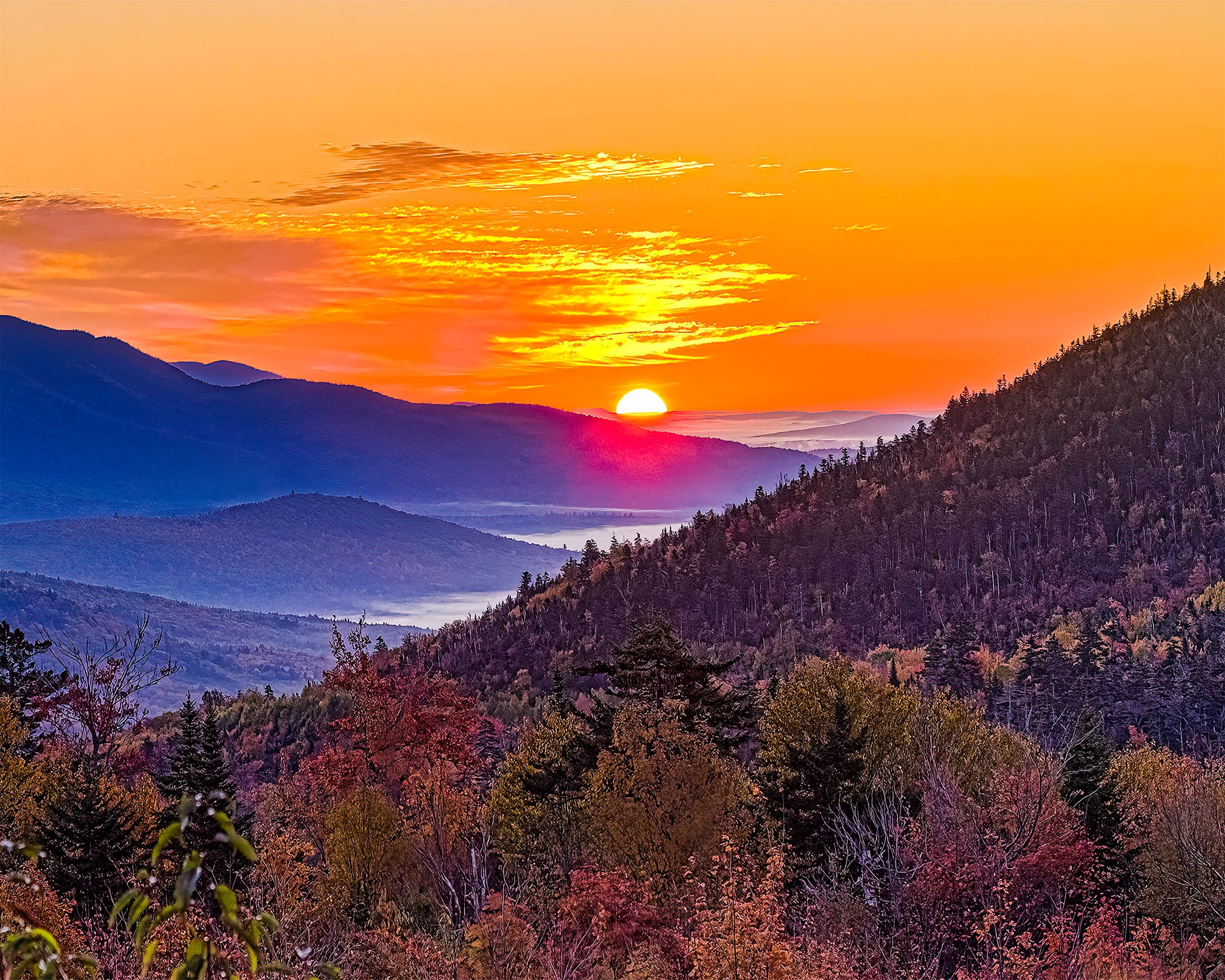 White Mountains Sunrise Photo Print: New Hampshire Fall Foliage