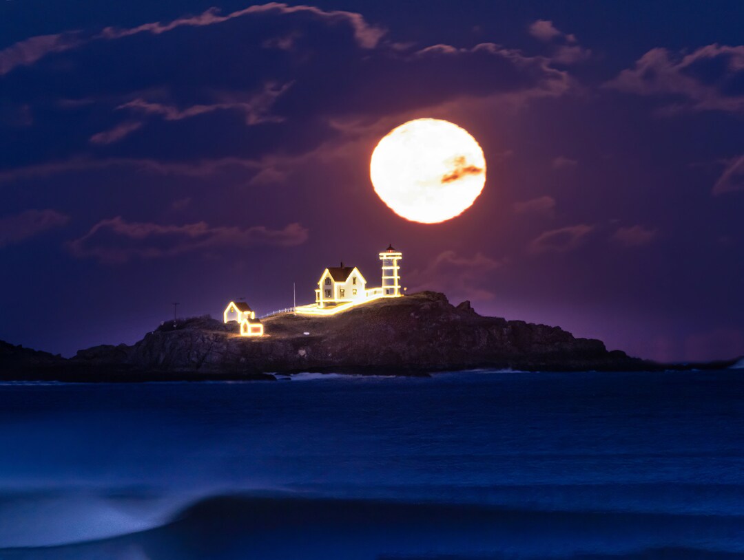 Nubble Lighthouse Wall Art Fine Art Holiday Lights York Maine New