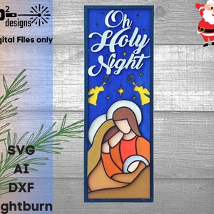 Nativity Scene porch leaner Multilayered laser cut file | Christmas decor laser file | Christmas porch decor SVG | Oh holy night laser file