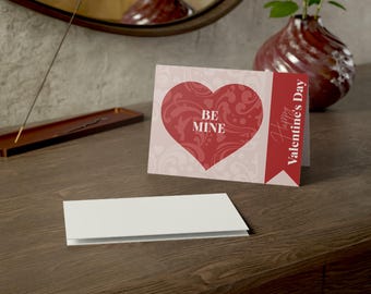 Tarjetas de felicitación de San Valentín "Be Mine Heart" / Tarjetas plegables (1, 10, 30, 50 unidades)