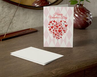 Tarjeta de felicitación de San Valentín con ramo de flores en forma de corazón