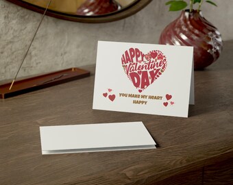 Paquete de tarjetas de felicitación con diseño de corazón de Feliz Día de San Valentín / Tarjetas de San Valentín