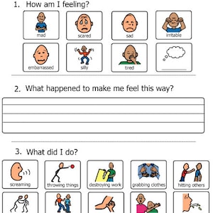 Boardmaker Sociaal Emotioneel Gedragszelfreflectieformulier / Denkblad