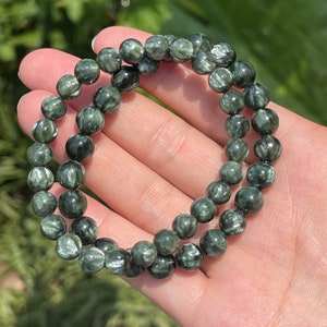 Bracciale Seraphinite autentico, braccialetto di pietre preziose, braccialetto di perline elastico, braccialetto energetico, regalo per gli amici, 6mm, 8mm, 10mm