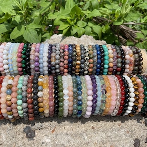 Gemstone Bracelets, Stretchy Beaded Bracelets, Energy Bracelets for Women and Men, Gift for Friends, 6 mm, 8 mm, 10 mm