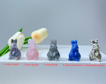 Sculptures de lapin en cristal de 1,6'', lapin en pierre précieuse, animal en cristal, décoration intérieure, pour son cadeau, cadeau de pendaison de crémaillère, améthyste, labradorite