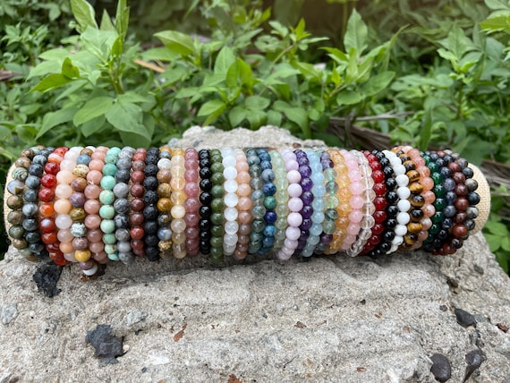 Gemstone Bracelets, Stretchy Beaded Bracelets, Energy