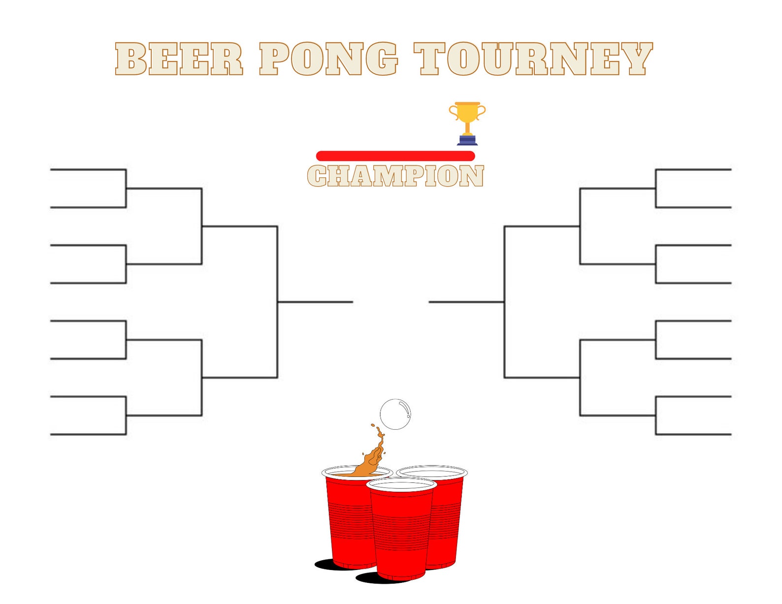 16-team Beer Pong Tournament Bracket, Printable Party Game (instant ...