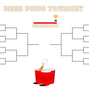 16 Team Beer Pong Tournament Bracket, Instant Download, Printable, Bracket Poster, College Party Bracket, Party Game, Bachelor Party