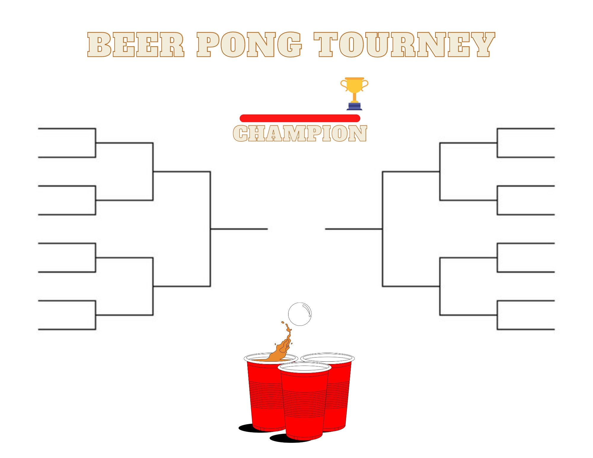 16 Team Beer Pong Tournament Bracket, Instant Download, Printable, Bracket Poster, College Party Bracket, Party Game, Bachelor Party