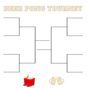 8 Team Beer Pong Tournament Bracket, Instant Download, Printable Bracket Poster, College Party Bracket, Party Game, Bachelor Party