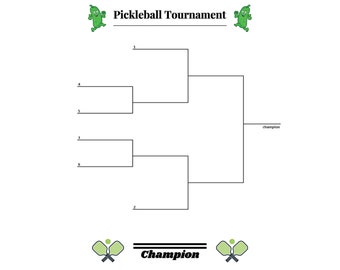 6 Team Pickleball Tournament Bracket, Printable Sports Bracket (PDF)