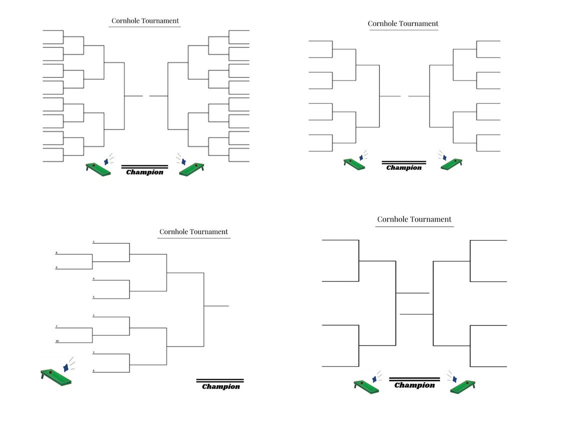 Cornhole Bracket, Sports Bracket, 4 Printable Sports Brackets, 32, 16 ...