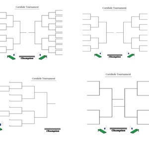 Cornhole Bracket, Sports Bracket, 4 Printable Sports Brackets, 32, 16, 10, 8 Team Bracket, Tournament Bracket, Basketball Tournament, PDF