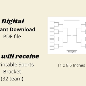 32 Team Tournament Bracket, Sports Bracket, Printable Sports Brackets ...