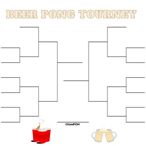 12 or 14 Team Beer Pong Tournament Bracket, Instant Download, Printable, Bracket Poster, College Party Bracket, Party Game, Bachelor Party