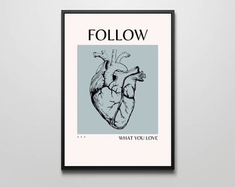 Affiche coeur minimaliste | 3 options de couleur
