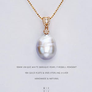 Iridescent Fireball Pearl Pendant: 18K Gold Plated Sterling Silver