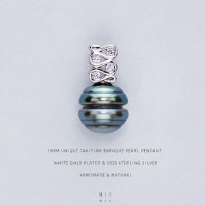 Tahitian Baroque Pearl Pendant: Blue Green Sterling Silver, Unique Seawater Gem