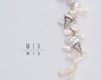 Baroque Pearl Ice Cream Pendant: S925 Sterling Silver Charm