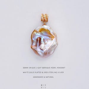 Barockperle Anhänger: 18K Vergoldetes Sterling Silber, 26 MM